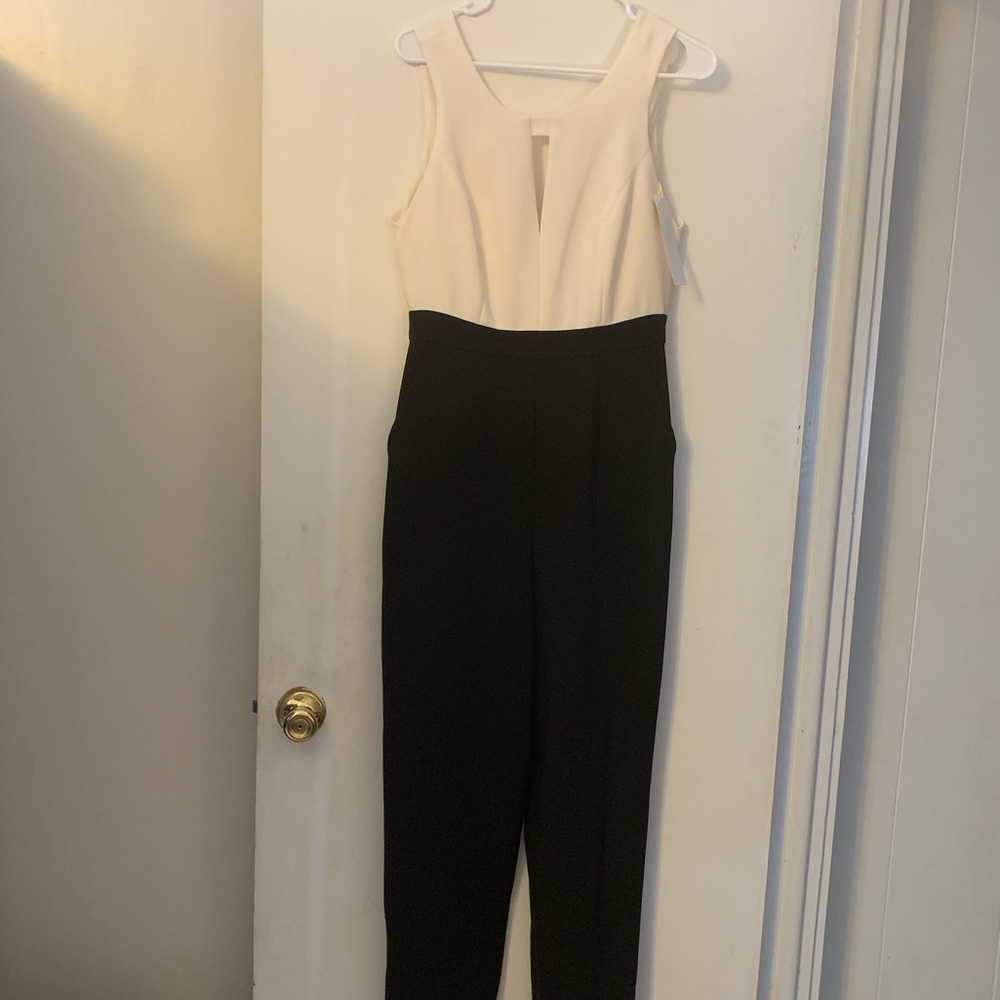 NWT BCBG BLACK/CREME JUMPSUIT!